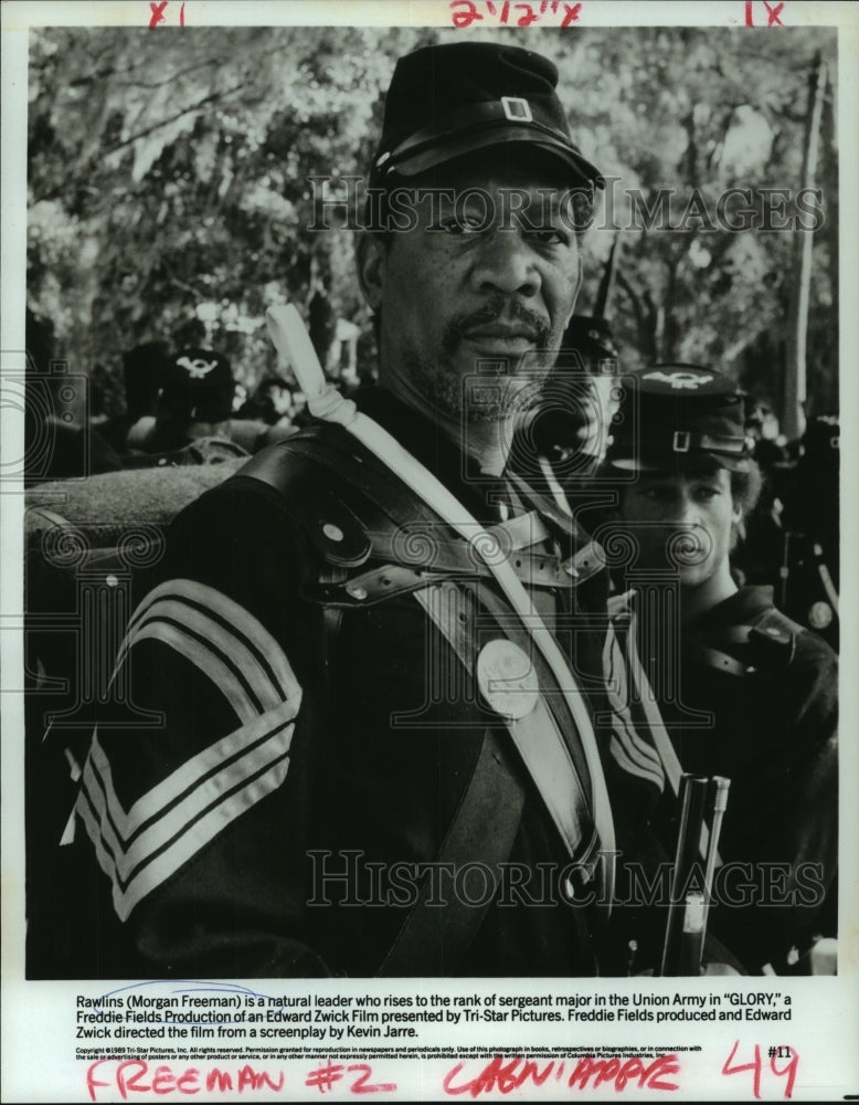 1989 Press Photo Actor Morgan Freeman, Others in &quot;Glory&quot; Movie - nop31672 - Historic Images