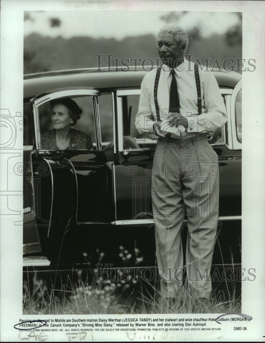 1989 Press Photo Actors Jessica Tandy, Morgan Freeman in Driving Miss Daisy - Historic Images