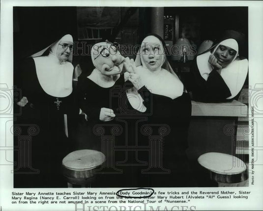 1989 Press Photo Dody Goodman, Nancy Carroll & Alvaleta Guess in "Nunsense."-Historic Images