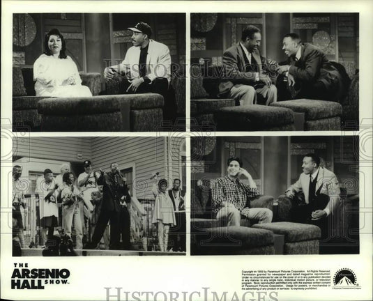 1993 Press Photo Guests in scenes from "The Arsenio Hall Show" - nop32152-Historic Images