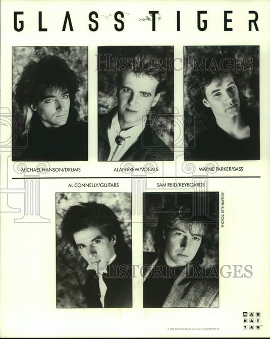 1986 Press Photo Glass Tiger, Rock Band members - nop32378-Historic Images