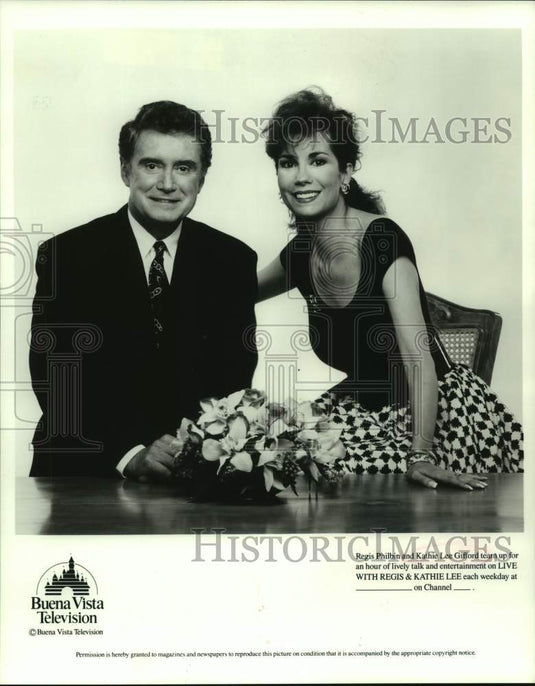 1990 Press Photo Regis Philbin and Kathie Lee Gifford team up for lively talk-Historic Images