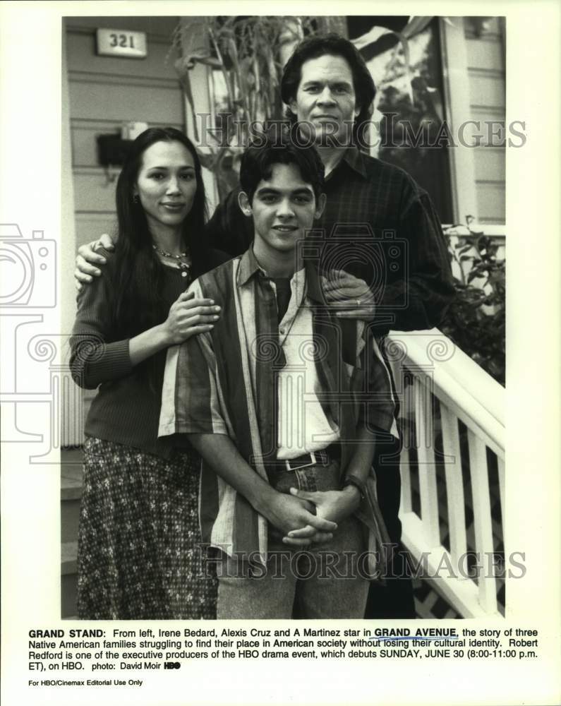 Press Photo Actors Irene Bedard, Alexis Cruz, A Martinez in &quot;Grand Avenue&quot;-Historic Images