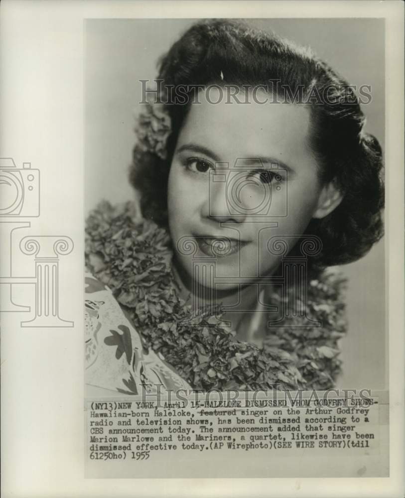 1955 Press Photo Singer Haleloke in New York - Historic Images