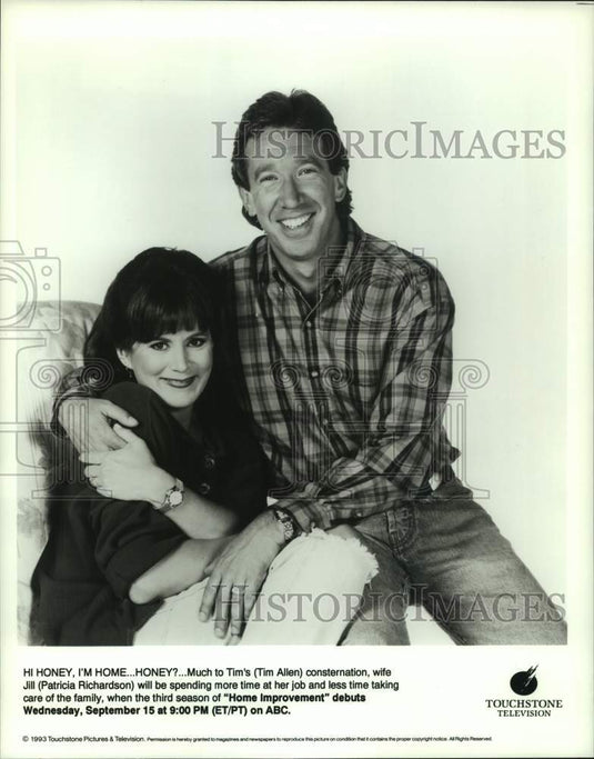1993 Press Photo Tim Allen and Patricia Richardson star on Home Improvement.-Historic Images