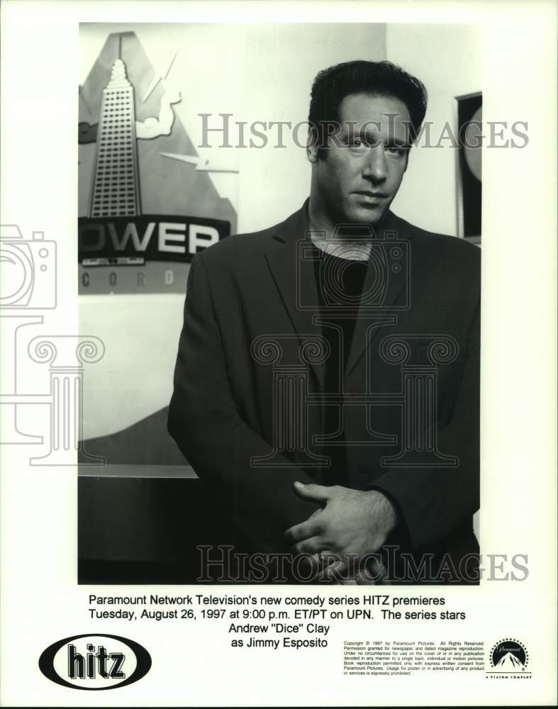 1997 Press Photo Actor Andrew &quot;Dice&quot; Clay as Jimmy Esposito in &quot;Hitz&quot; on UPN-TV-Historic Images