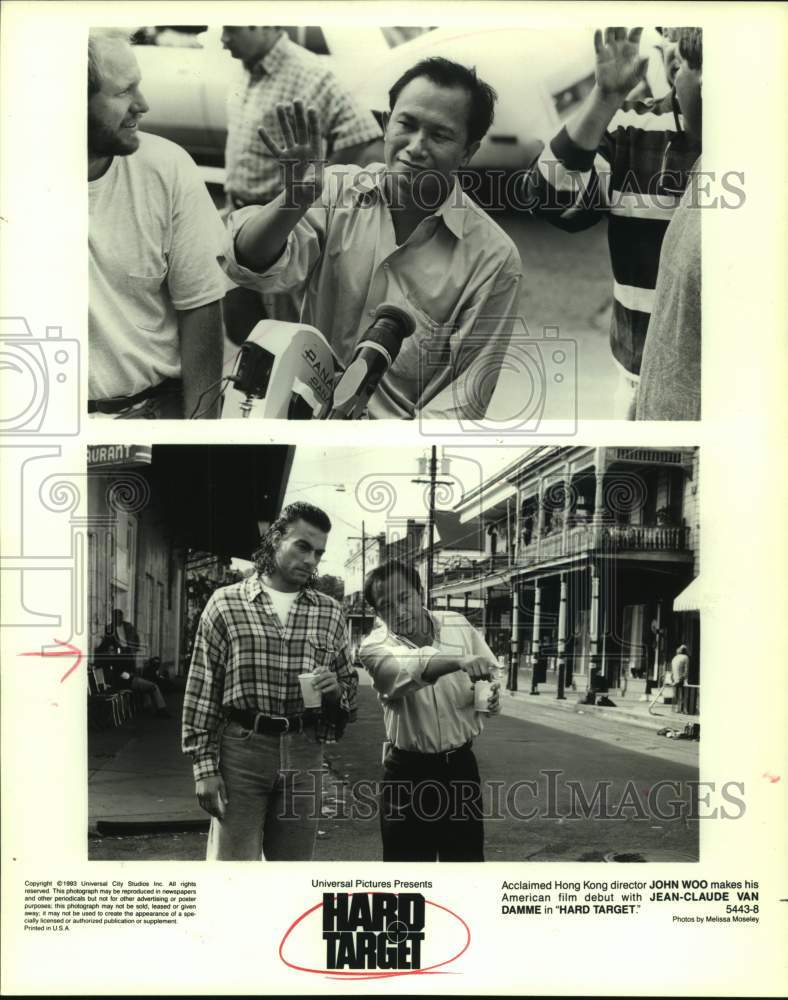 1993 Press Photo Director John Woo with Actor Jean-Claude Van Damme in movie-Historic Images