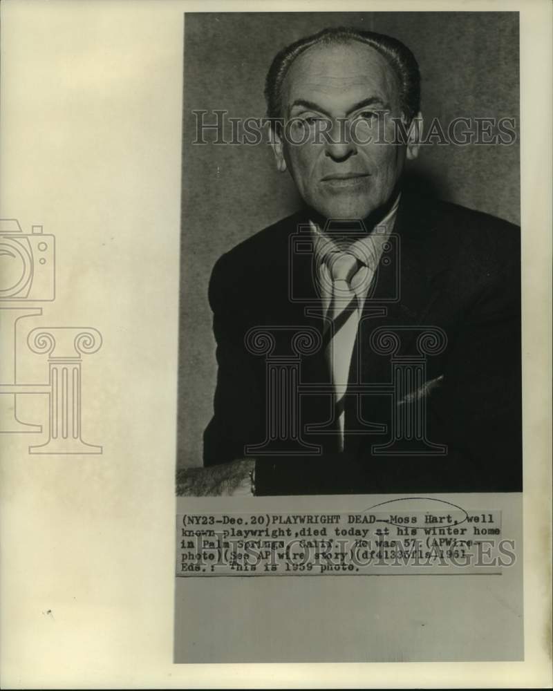 1959 Press Photo Playwright Moss Hart - Historic Images