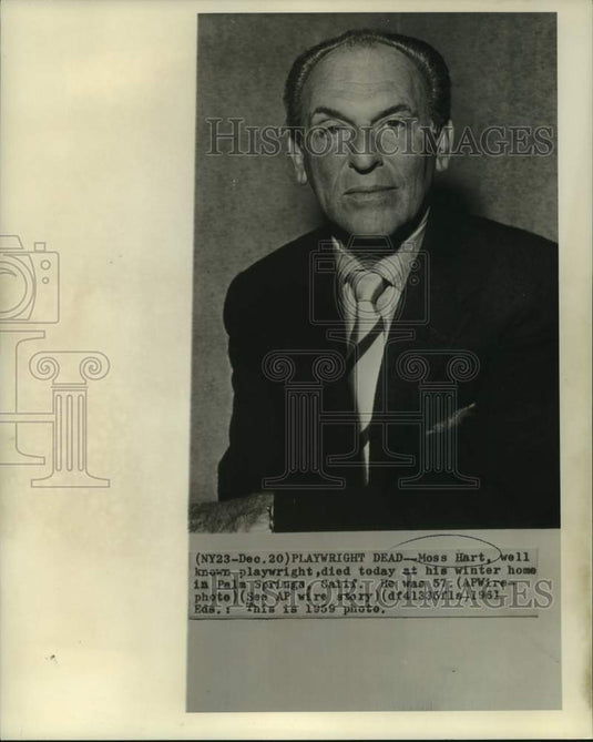 1959 Press Photo Playwright Moss Hart - Historic Images
