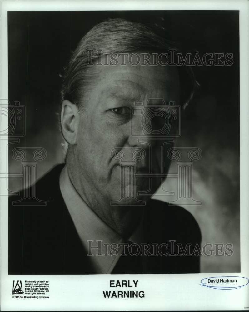 1988 Press Photo Actor David Hartman, &quot;Early Warning&quot; - nop33756-Historic Images