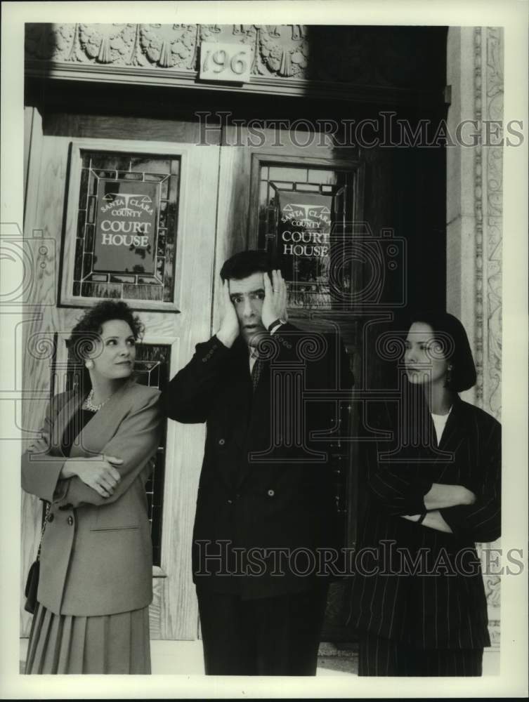 1990 Press Photo Elliott Gould and cast of &quot;Stolen: One Husband&quot; airing on CBS.-Historic Images