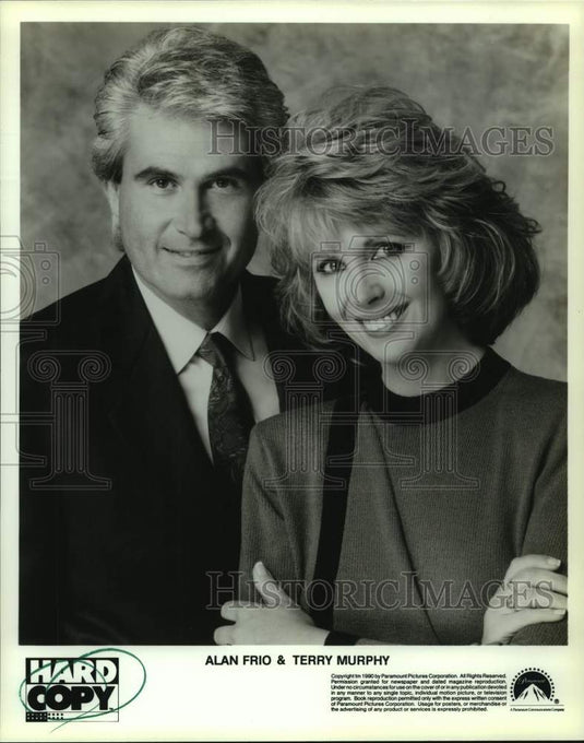 1990 Press Photo Alan Frio & Terry Murphy co-stars in Hard Copy - nop33856-Historic Images
