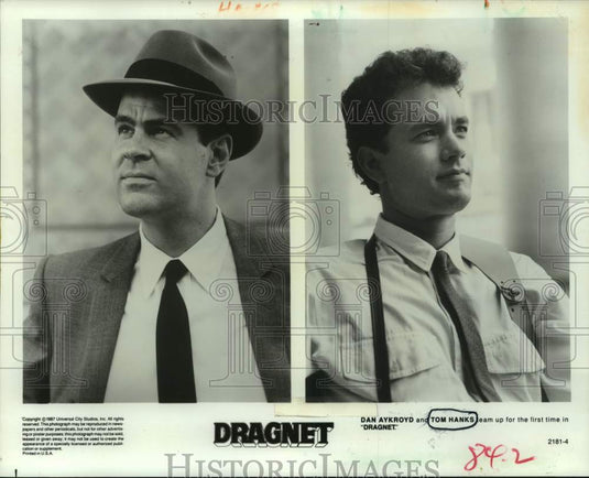 1987 Press Photo Dan Aykroyd and Tom Hanks star in "Dragnet" - nop34153-Historic Images