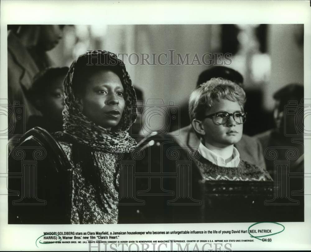 1988 Press Photo Whoopi Goldberg, Neil Patrick Harris in &quot;Clara&#39;s Heart&quot; movie-Historic Images