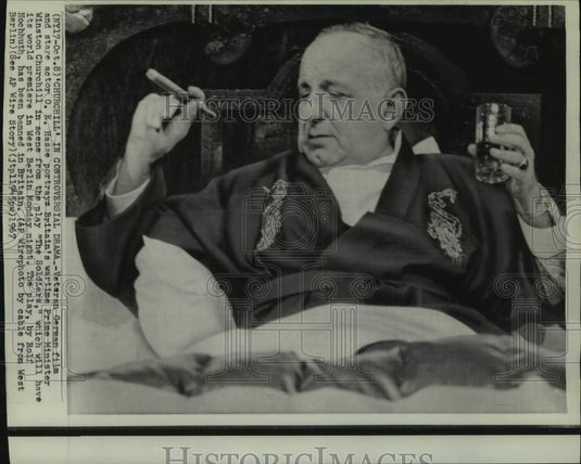 1967 Press Photo Actor O.E. Hasse portrays Winston Churchill in "The Soldiers" - Historic Images