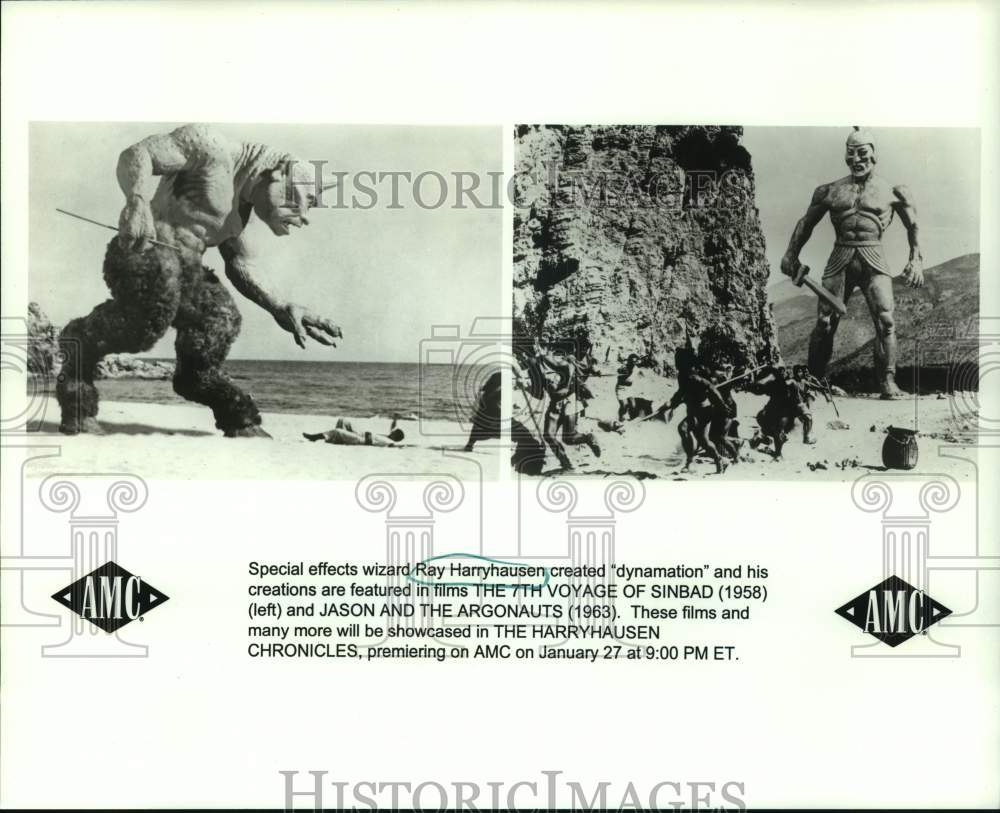 Press Photo Ray Harryhausen creations featured in The HarryHausen Chronicles-Historic Images