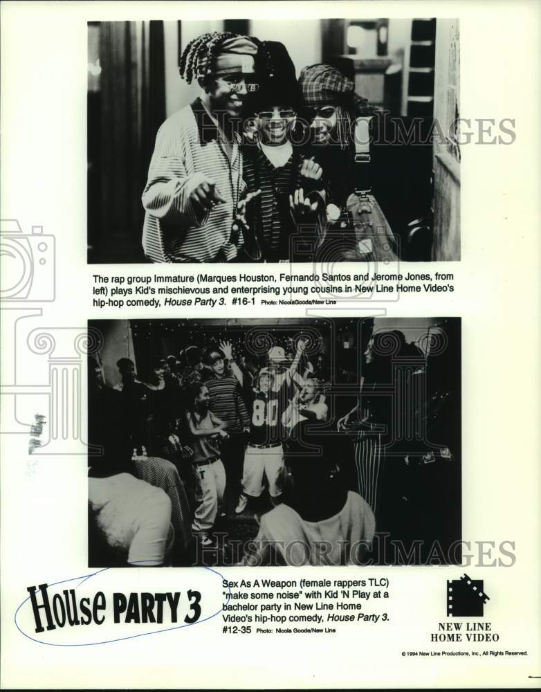 1994 Actor Marques Houston with co-stars in House Party 3 composite - Historic Images