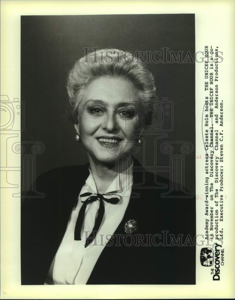 1988 Press Photo Celeste Holm hosts "The UNICEF Hour" - nop35197-Historic Images