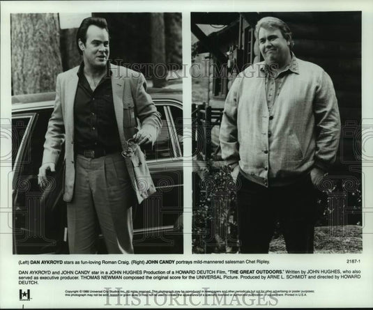 1988 Press Photo Actors Dan Aykroyd, John Candy in "The Great Outdoors" movie-Historic Images