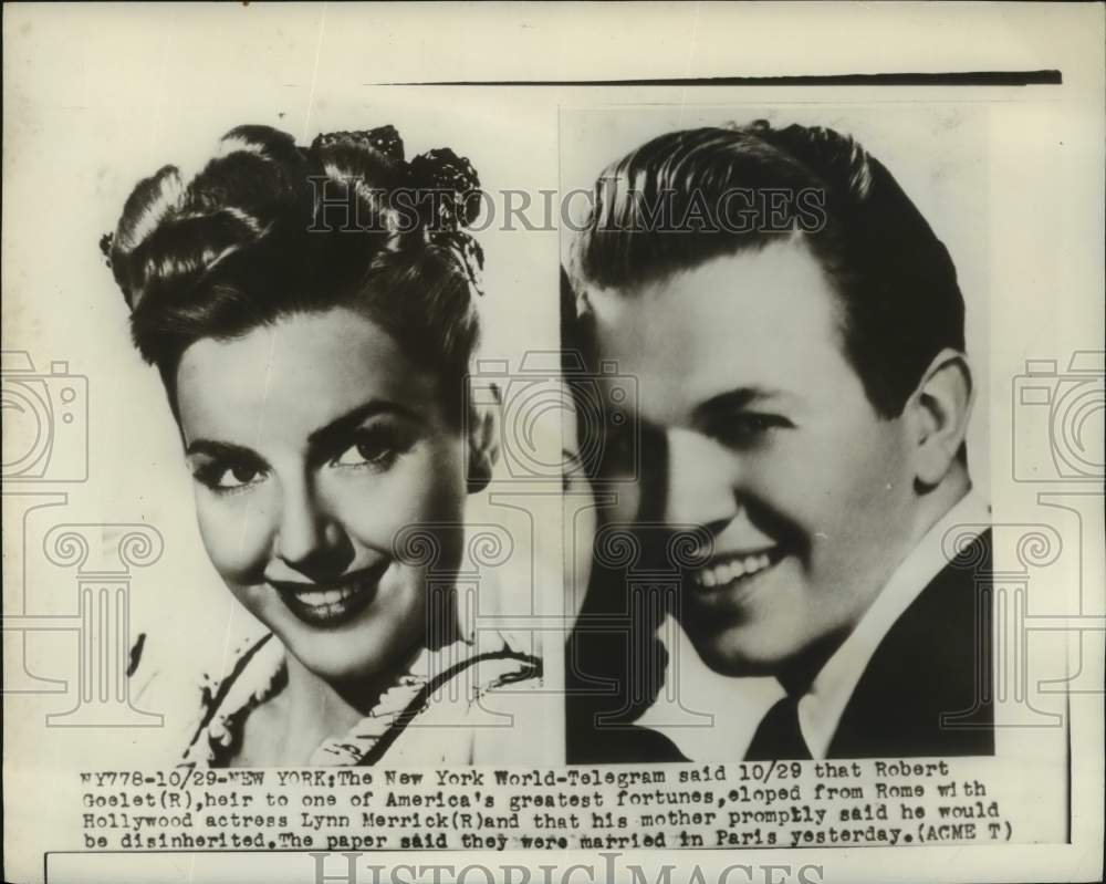 Press Photo Actress Lynn Merrick and Robert Goelet in composite - nop35998-Historic Images