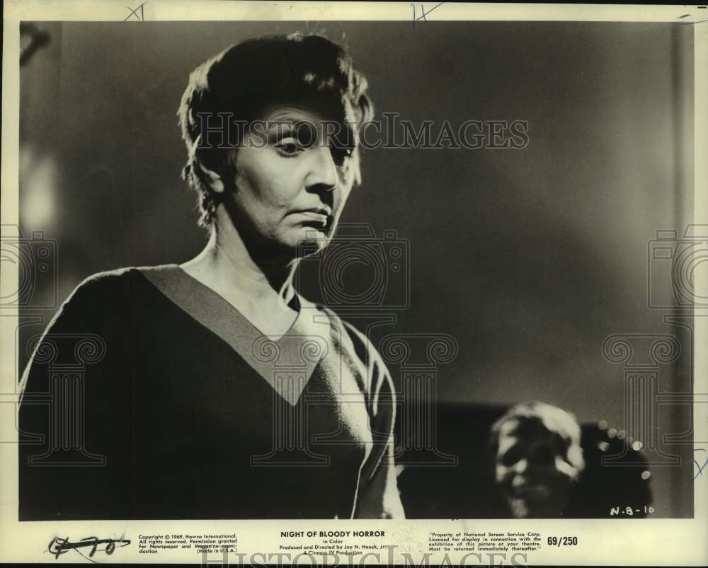 1969 Press Photo Evelyn Henricks stars in the movie "Night of Bloody Horror" - Historic Images