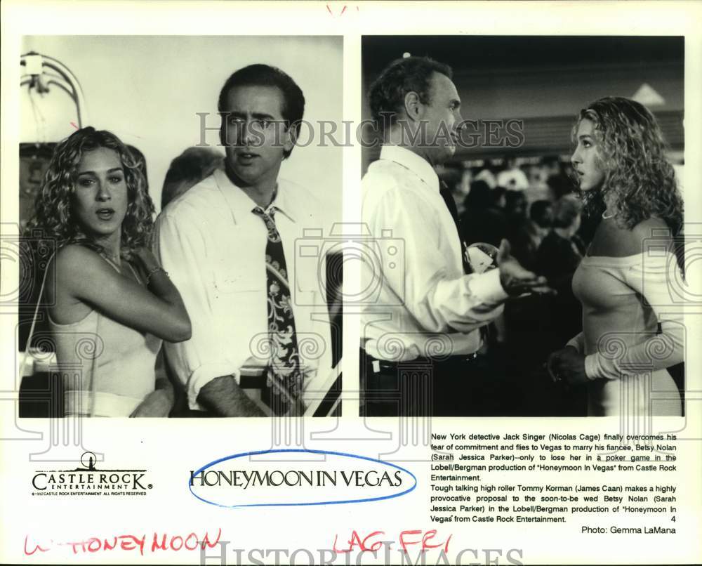 1992 Press Photo Cast of &quot;Honeymoon in Vegas&quot; - nop36225-Historic Images