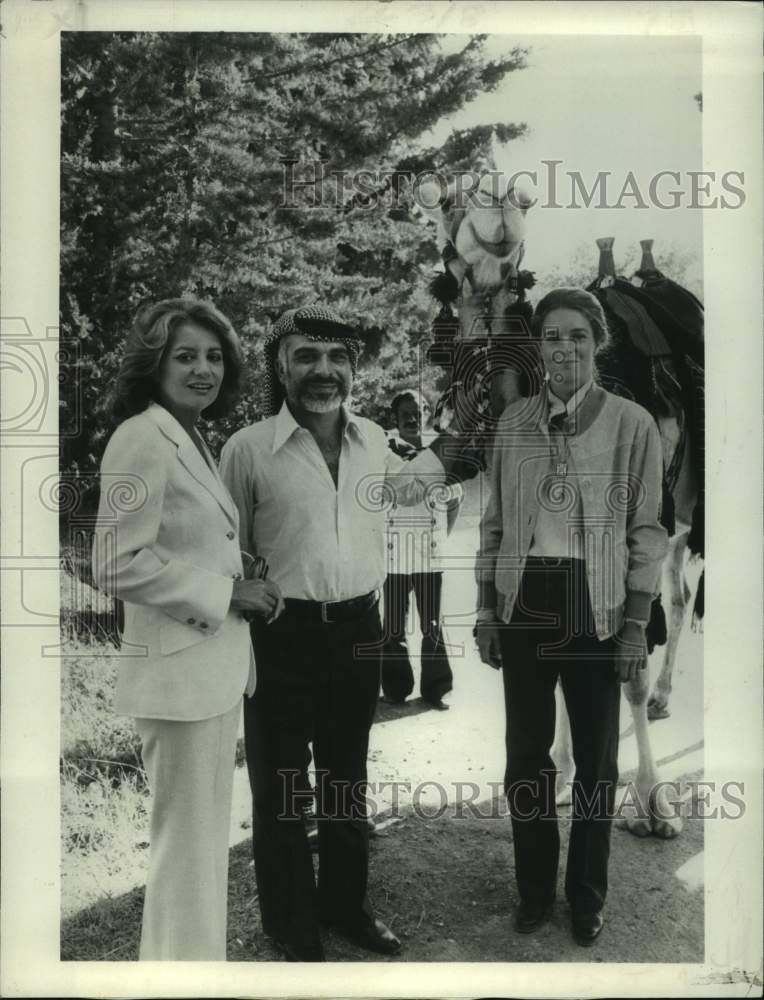 1978 Press Photo Barbara Walters, King Hussein and Queen Noor on ABC Special-Historic Images