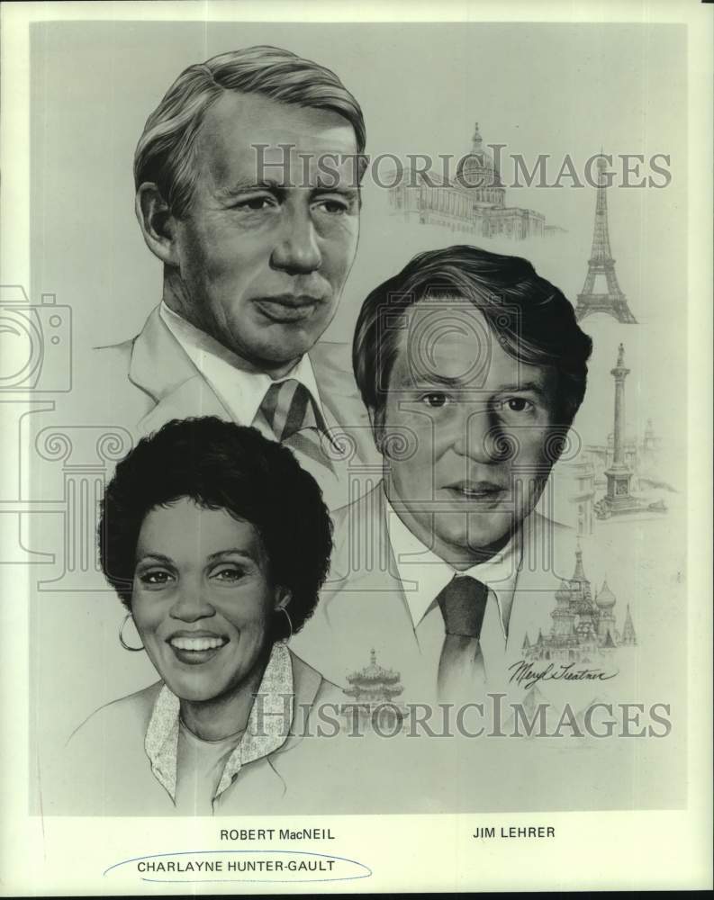 1980 Press Photo TV Hosts Robert MacNeil, Jim Lehrer, Charlayne Hunter-Gault-Historic Images