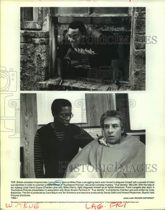 1991 Press Photo Comedian Lenny Henry with co-star in "True Identity" composite-Historic Images