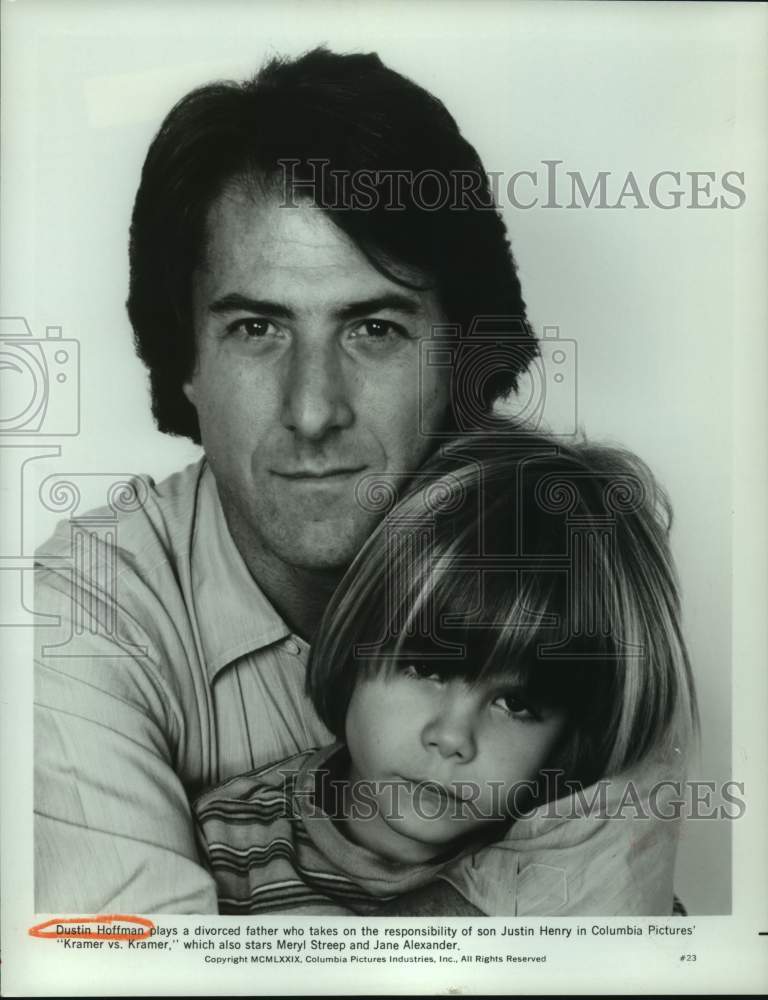 1979 Press Photo Actors Dustin Hoffman, Justin Henry in &quot;Kramer vs. Kramer&quot;-Historic Images