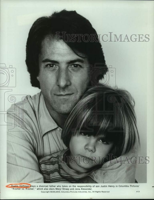1979 Press Photo Actors Dustin Hoffman, Justin Henry in "Kramer vs. Kramer"-Historic Images