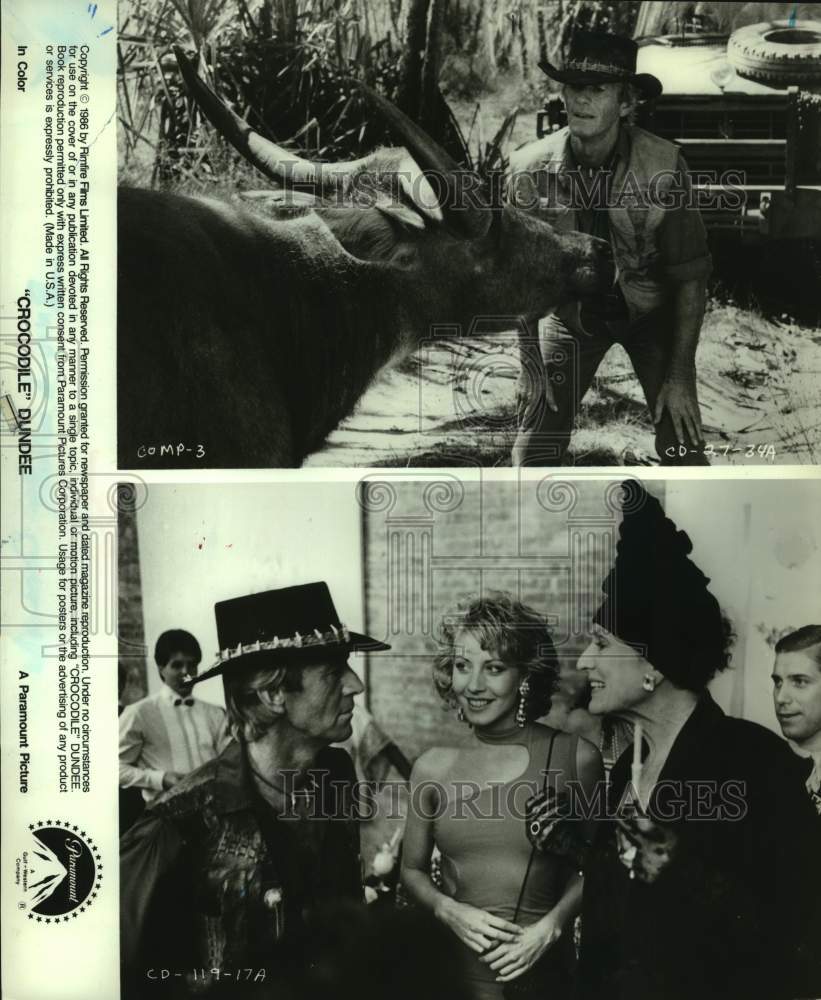 1986 Press Photo Paul Hogan stars in &quot;&#39;Crocodile&#39; Dundee&quot; - nop37673-Historic Images