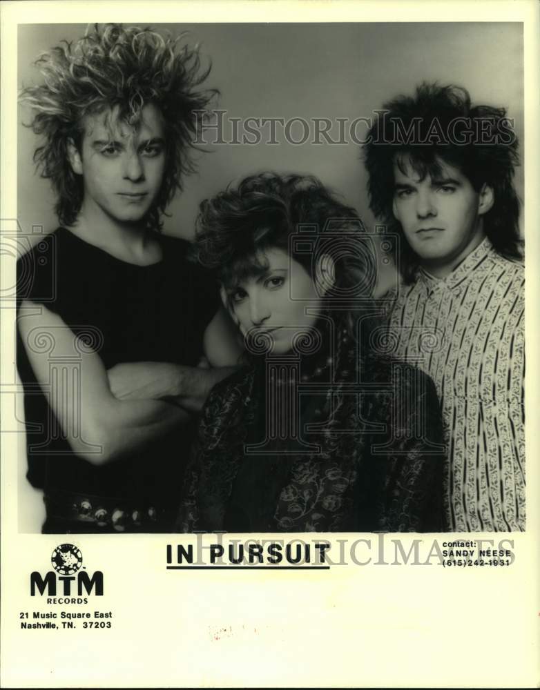 1987 Press Photo Three members of the band In Pursuit - nop38076-Historic Images