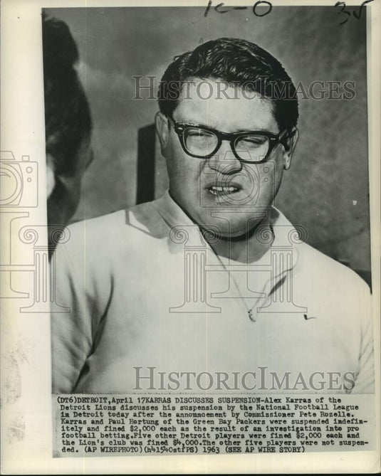 1963 Press Photo Football Player Alex Karras of the Detroit Lions in Detroit - Historic Images