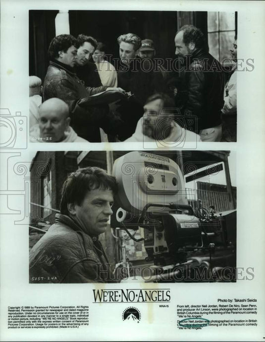1989 Press Photo Director Neil Jordan & Robert De Niro on set of We're No Angels-Historic Images