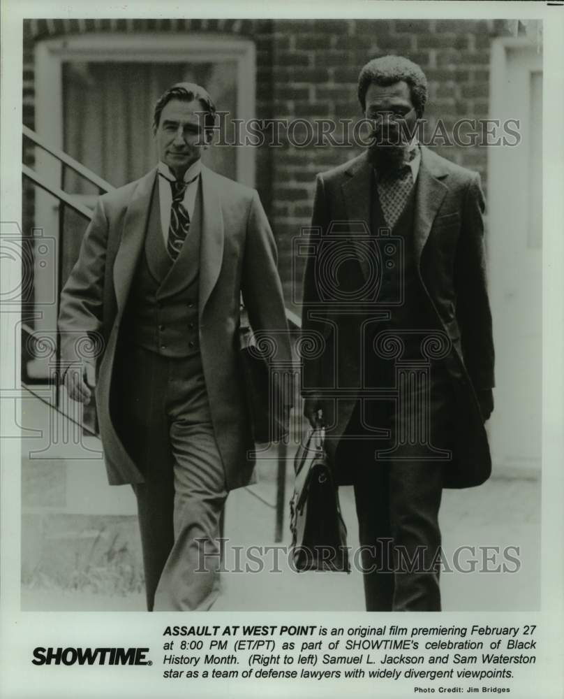 1994 Press Photo Samuel L. Jackson and Sam Waterson in &quot;Assault At West Point&quot;-Historic Images