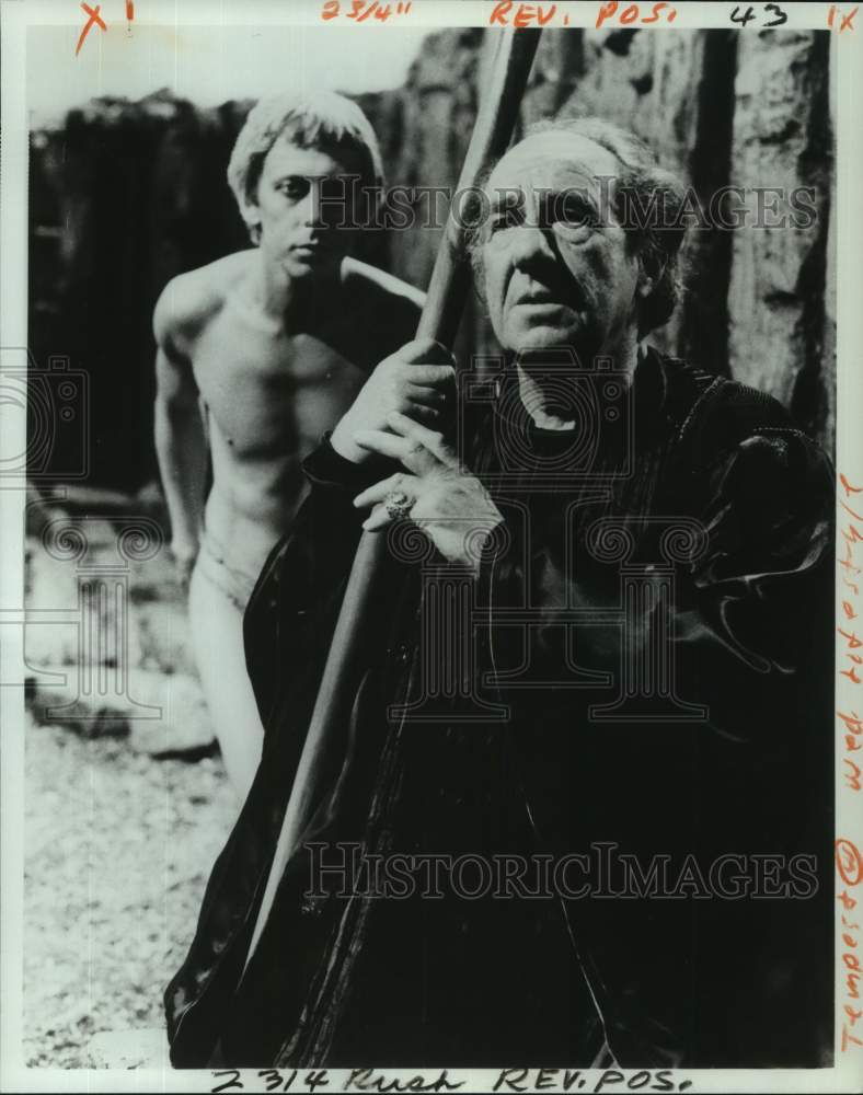 1980 Press Photo Actors Michael Hordern, David Dixon in &quot;The Tempest&quot; on PBS-TV-Historic Images