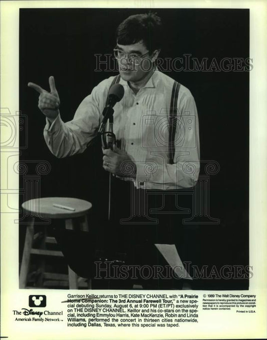 1989 Press Photo Actor Garrison Keillor in "A Prairie Home Companion" on Disney-Historic Images