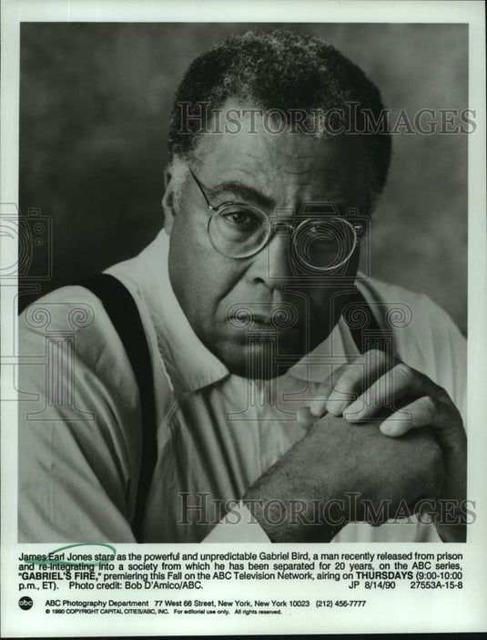 1990 Press Photo Actor James Earl Jones in "Gabriel's Fire" on ABC Television-Historic Images