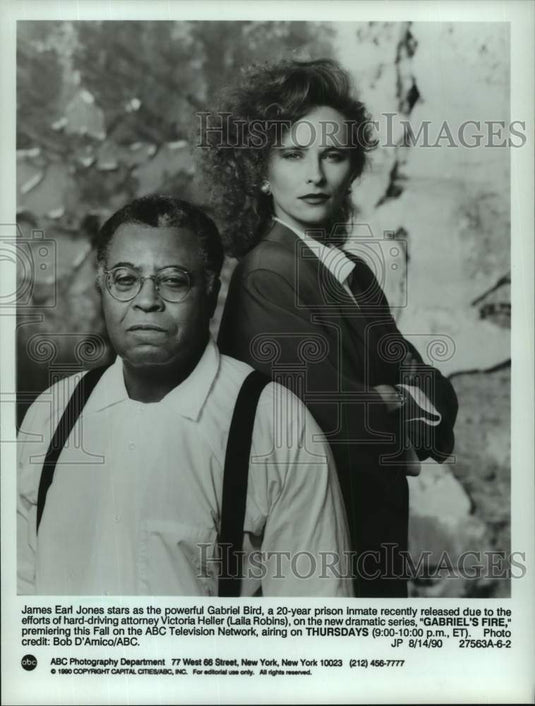 1990 Press Photo James Earl Jones, Laila Robins in "Gabriel's Fire" on ABC-TV-Historic Images