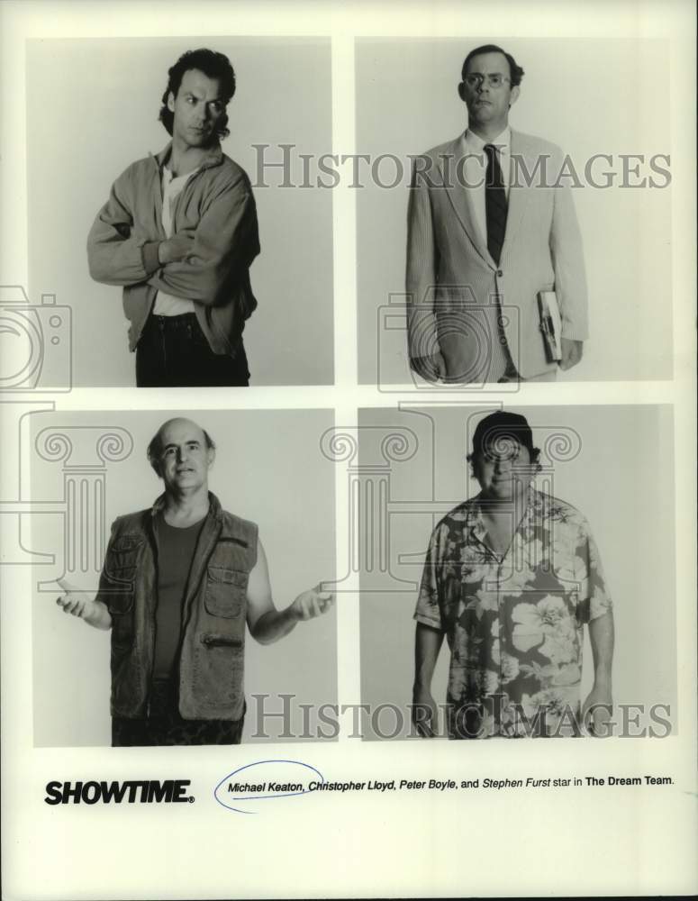 1990 Press Photo Michael Keaton and his "The Dream Team" co-actors - nop39763-Historic Images