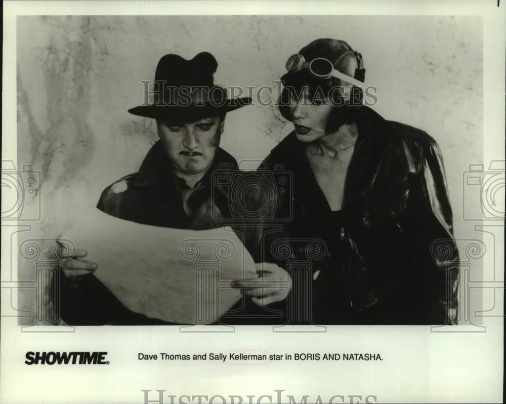 1992 Press Photo Dave Thomas and Sally Kellerman star in Boris and Natasha-Historic Images