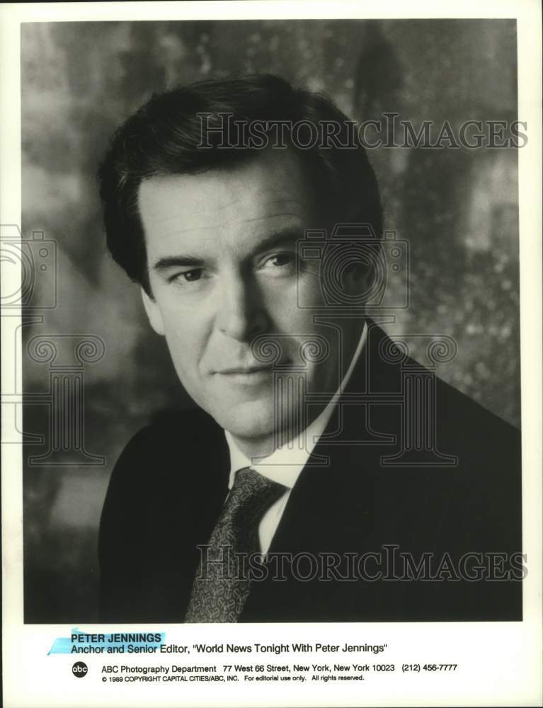 1989 Press Photo Peter Jennings of &quot;World News Tonight With Peter Jennings&quot;-Historic Images