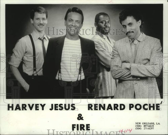 1987 Press Photo Rock Band Harvey Jesus & Fire and singer Renard Poche-Historic Images