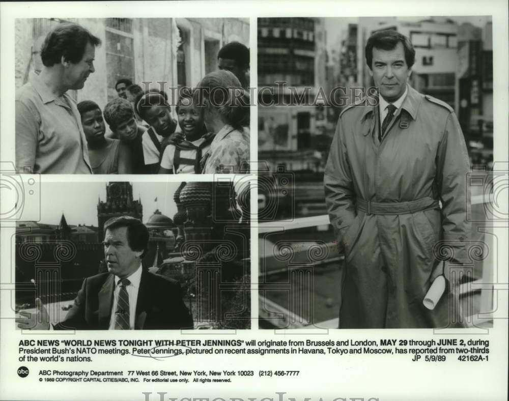 1989 Press Photo Peter Jennings on &quot;World News Tonight With Peter Jennings&quot;-Historic Images