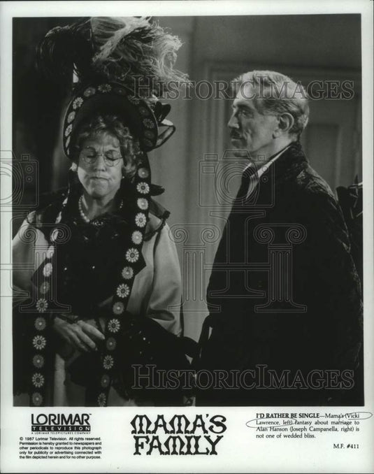 1987 Press Photo Vicki Lawrence & Joseph Campanella in "Mama's Family"-Historic Images
