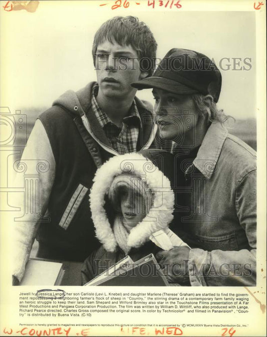 1984 Press Photo Jessica Lange & Levi L. Knebel stars in "Country" - nop42433-Historic Images