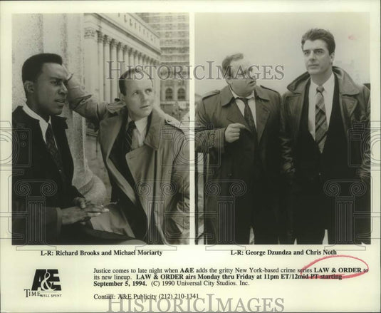 1990 Press Photo Richard Brooks, Michael Moriarty & Chris Noth on Law & Order.-Historic Images