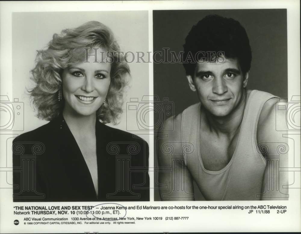 1988 Press Photo Joanna Kerns &amp; Ed Marinaro in &quot;The National Love &amp; Sex Test&quot;-Historic Images