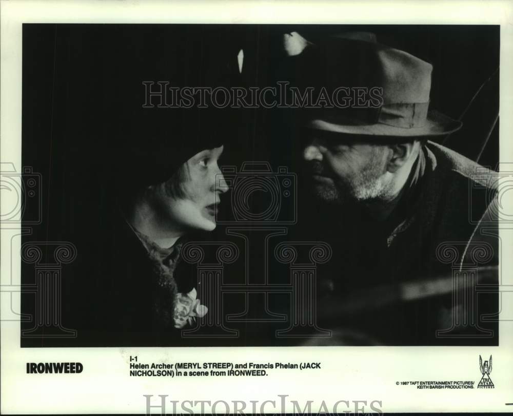 1987 Press Photo Meryl Streep and Jack Nicholson co-actors in "Ironweed"-Historic Images